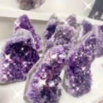 A cluster of large amethyst stones in Crystal Eclipse at Beach Street Felixstowe