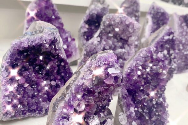 A cluster of large amethyst stones in Crystal Eclipse at Beach Street Felixstowe