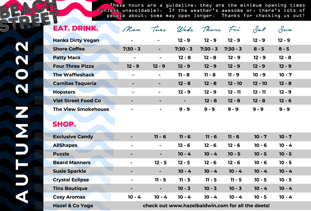 Opening Hours Beach Street Felixstowe